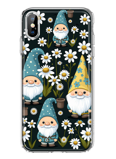 Apple iPhone XS/X Cute White Daisies Gnomes Flowers Floral Double Layer Phone Case Cover