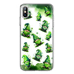 Apple iPhone Xs Max Gnomes Shamrock Lucky Green Clover St. Patrick Hybrid Protective Phone Case Cover