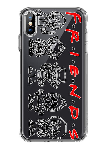 Apple iPhone XS Cute Halloween Spooky Horror Scary Characters Friends Hybrid Protective Phone Case Cover