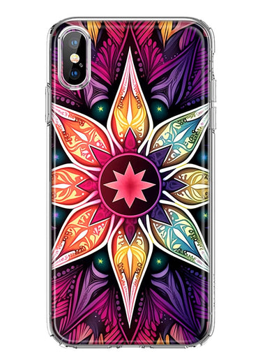 Apple iPhone XS Mandala Geometry Abstract Star Pattern Hybrid Protective Phone Case Cover