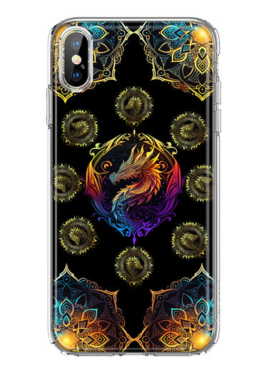 Apple iPhone XS Mandala Geometry Abstract Dragon Pattern Hybrid Protective Phone Case Cover