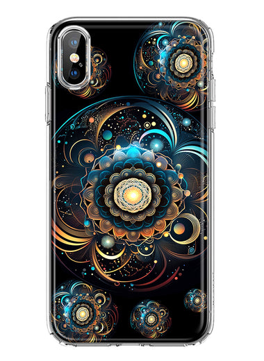 Apple iPhone XS Mandala Geometry Abstract Multiverse Pattern Hybrid Protective Phone Case Cover