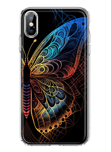 Apple iPhone XS Mandala Geometry Abstract Butterfly Pattern Hybrid Protective Phone Case Cover