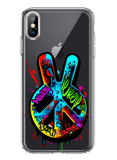 Apple iPhone XS Peace Graffiti Painting Art Hybrid Protective Phone Case Cover