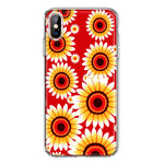 Apple iPhone XS Max Yellow Sunflowers Polkadot on Red Double Layer Phone Case Cover