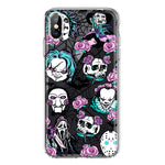Apple iPhone XS Roses Halloween Spooky Horror Characters Spider Web Hybrid Protective Phone Case Cover