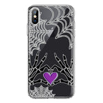 Apple iPhone Xs Max Halloween Skeleton Heart Hands Spooky Spider Web Hybrid Protective Phone Case Cover