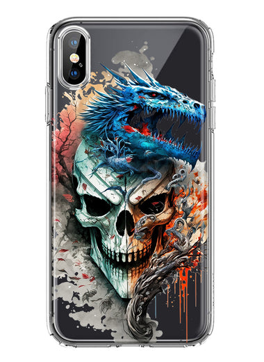 Apple iPhone XS/X Fantasy Blue Dragon Dream Skull Double Layer Phone Case Cover