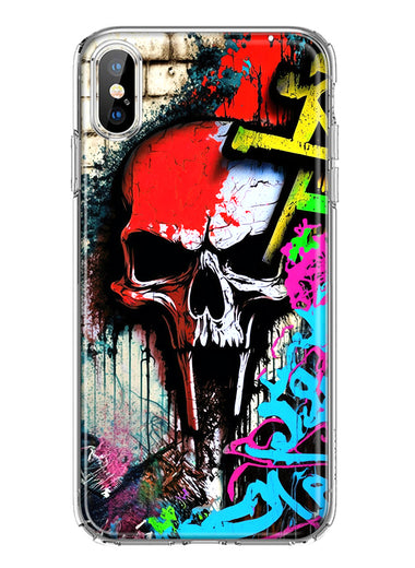 Apple iPhone XS Skull Face Graffiti Painting Art Hybrid Protective Phone Case Cover