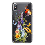Apple iPhone XS Max Yellow Purple Spring Flowers Butterflies Floral Hybrid Protective Phone Case Cover