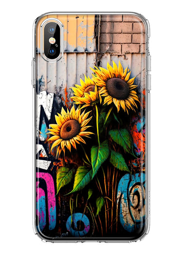 Apple iPhone XS Sunflowers Graffiti Painting Art Hybrid Protective Phone Case Cover