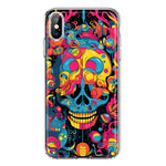 Apple iPhone XS Psychedelic Trippy Death Skull Pop Art Hybrid Protective Phone Case Cover