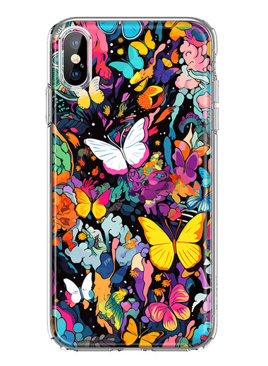 Apple iPhone Xs Max Psychedelic Trippy Butterflies Pop Art Hybrid Protective Phone Case Cover