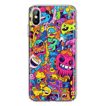 Apple iPhone XS Psychedelic Trippy Happy Characters Pop Art Hybrid Protective Phone Case Cover