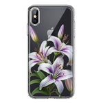 Apple iPhone XS Max White Lavender Lily Purple Flowers Floral Hybrid Protective Phone Case Cover