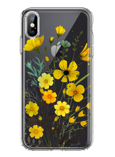 Apple iPhone XS/X Yellow Summer Flowers Floral Hybrid Protective Phone Case Cover