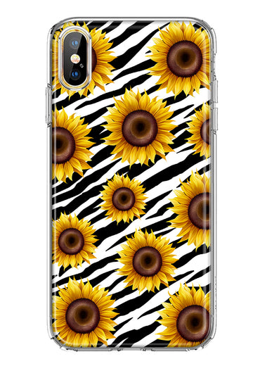 Apple iPhone XS/X White Zebra Sunflowers Polkadots Double Layer Phone Case Cover