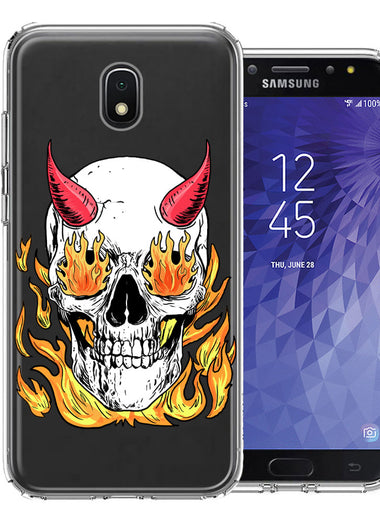 Samsung Galaxy J3 Express/Prime 3/Amp Prime 3 Flamming Devil Skull Design Double Layer Phone Case Cover