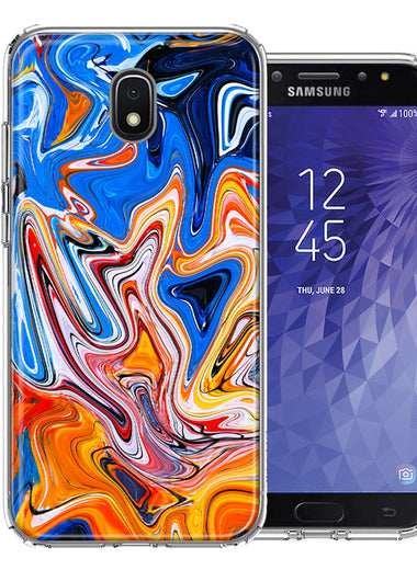 Samsung J7 2018/J737/J7 Refine/J7 Star Blue Orange Abstract Design Double Layer Phone Case Cover