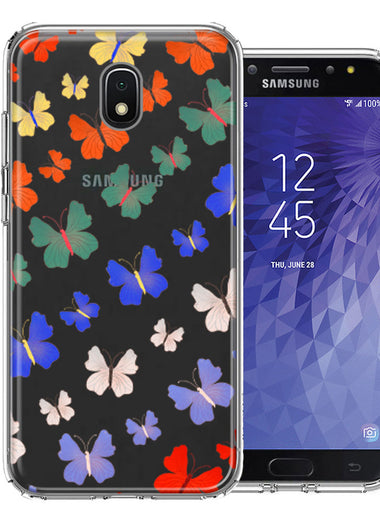 Samsung Galaxy J7 (2018) Star/Crown/Aura Colorful Butterflies Design Double Layer Phone Case Cover