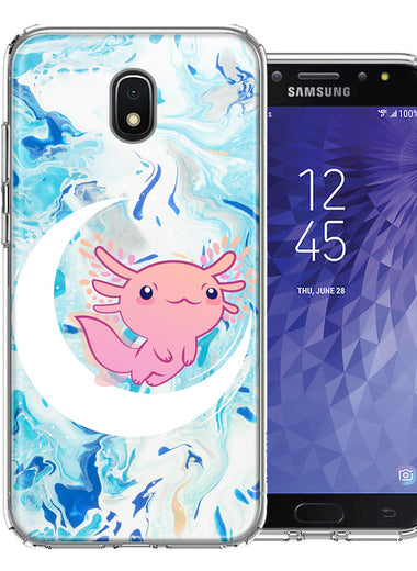 Samsung Galaxy J7 (2018) Star/Crown/Aura Pink Axolotl Moon Mable Design Double Layer Phone Case Cover