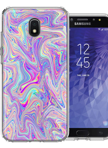 Samsung J7 2018/J737/J7 Refine/J7 Star Paint Swirl Design Double Layer Phone Case Cover