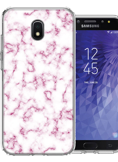 Samsung J7 2018/J737/J7 Refine/J7 Star Pink Marble Design Double Layer Phone Case Cover