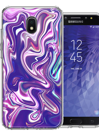 Samsung J7 2018/J737/J7 Refine/J7 Star Purple Paint Swirl Design Double Layer Phone Case Cover