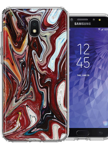 Samsung J7 2018/J737/J7 Refine/J7 Star Red White Abstract Design Double Layer Phone Case Cover