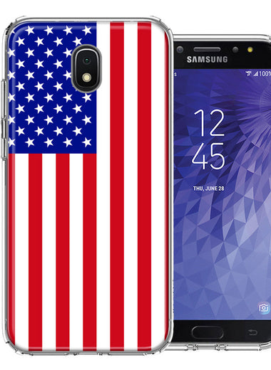 Samsung J3 2018/J337/AMP Prime 3/J3 Achieve USA American Flag Design Double Layer Phone Case Cover