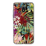 Samsung Galaxy J3 J337 Leopard Tropical Flowers Vacation Dreams Hibiscus Floral Hybrid Protective Phone Case Cover