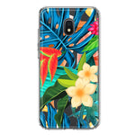 Samsung Galaxy J3 J337 Blue Monstera Pothos Tropical Floral Summer Flowers Hybrid Protective Phone Case Cover
