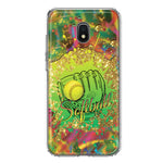 Samsung Galaxy J3 J337 Love Softball Girls Glove Green Tie Dye Swirl Paint Hybrid Protective Phone Case Cover
