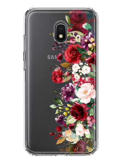 Samsung Galaxy J3 J337 Red Summer Watercolor Floral Bouquets Ruby Flowers Hybrid Protective Phone Case Cover