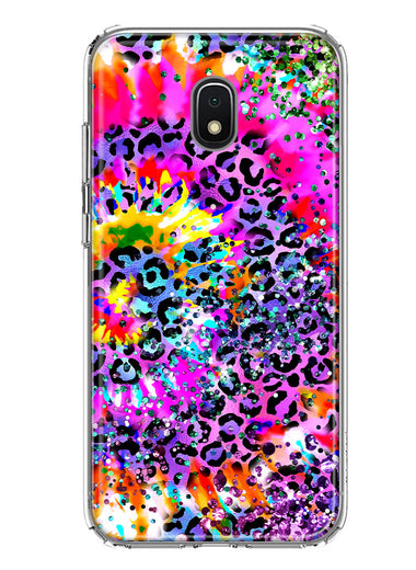 Samsung Galaxy J7 J737 Vibrant Pink Purple Tie Dye Summer Leopard Swirl Rainbow Hybrid Protective Phone Case Cover