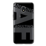 Samsung Galaxy J3 J337 Black Clear Funny Text Quote Adulting AF Hybrid Protective Phone Case Cover