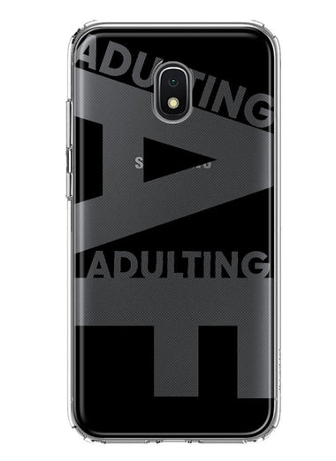 Samsung Galaxy J7 J737 Black Clear Funny Text Quote Adulting AF Hybrid Protective Phone Case Cover