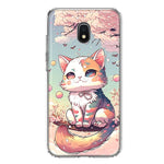 Samsung Galaxy J3 J337 Kawaii Manga Pink Cherry Blossom Cute Cat Hybrid Protective Phone Case Cover