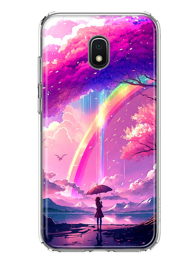 Samsung Galaxy J3 J337 Kawaii Manga Pink Cherry Blossom Japanese Rainbow Girl Hybrid Protective Phone Case Cover