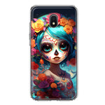 Samsung Galaxy J3 J337 Halloween Spooky Colorful Day of the Dead Skull Girl Hybrid Protective Phone Case Cover