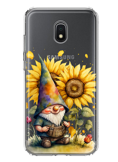 Samsung Galaxy J3 J337 Cute Gnome Sunflowers Clear Hybrid Protective Phone Case Cover