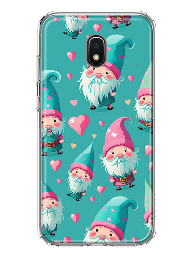 Samsung Galaxy J3 J337 Turquoise Pink Hearts Gnomes Hybrid Protective Phone Case Cover