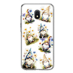 Samsung Galaxy J3 J337 Cute White Blue Daisies Gnomes Hybrid Protective Phone Case Cover