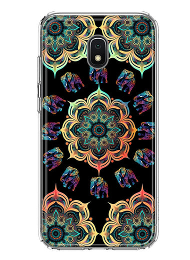 Samsung Galaxy J7 J737 Mandala Geometry Abstract Elephant Pattern Hybrid Protective Phone Case Cover