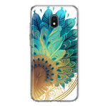 Samsung Galaxy J3 J337 Mandala Geometry Abstract Peacock Feather Pattern Hybrid Protective Phone Case Cover