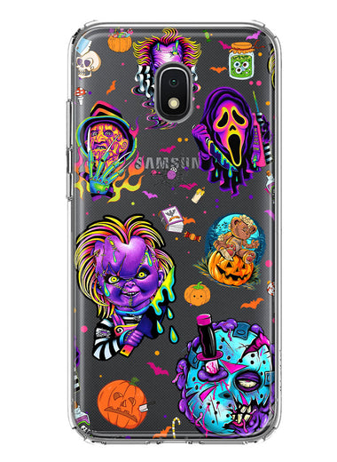 Samsung Galaxy J3 J337 Cute Halloween Spooky Horror Scary Neon Characters Hybrid Protective Phone Case Cover