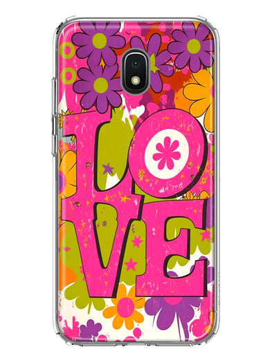 Samsung Galaxy J7 J737 Pink Daisy Love Graffiti Painting Art Hybrid Protective Phone Case Cover