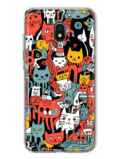 Samsung Galaxy J7 J737 Psychedelic Cute Cats Friends Pop Art Hybrid Protective Phone Case Cover