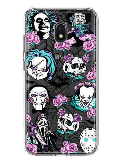 Samsung Galaxy J3 J337 Roses Halloween Spooky Horror Characters Spider Web Hybrid Protective Phone Case Cover