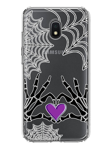 Samsung Galaxy J3 J337 Halloween Skeleton Heart Hands Spooky Spider Web Hybrid Protective Phone Case Cover